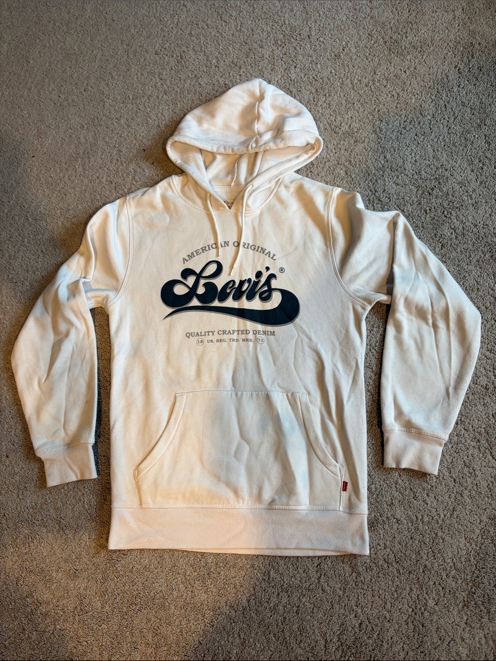 Levi's white Hoodie with Navy Logo - Men's Sweater